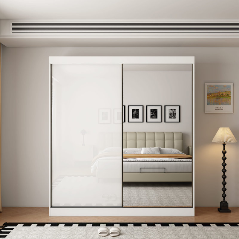 2 Door Manufactured Wood Wardrobe, 220cm H x 200cm W x 62cm D