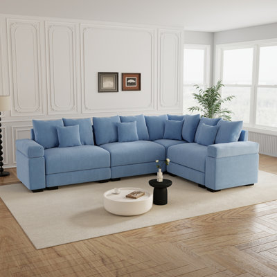 Oversized Cloud Modular Sectional Couch With Decorative Throw Pillows, Premium Corduroy Fabric, Ergonomic Design, Easy Assembly, Perfect For The Living Room.