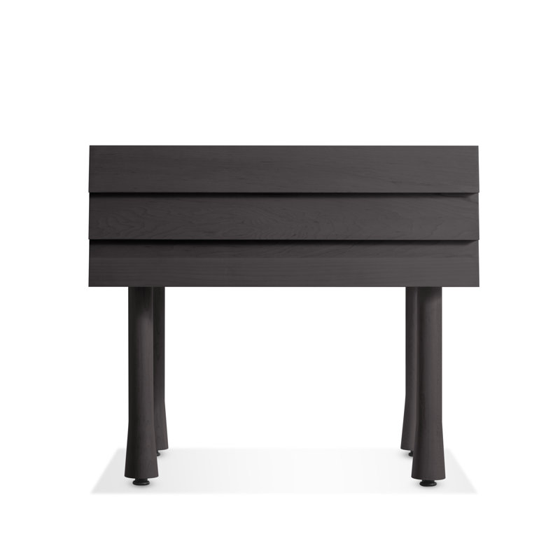 Lap 1 - Drawer Solid Wood Nightstand, Black on Ash / Black