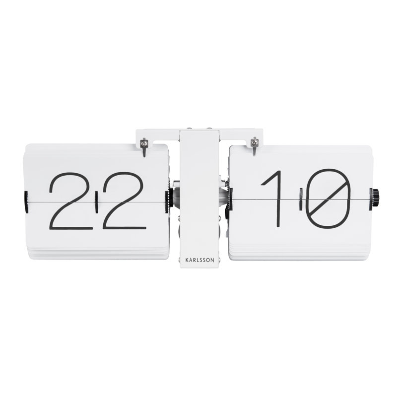 Metal Wall Clock, 14cm H x 36cm W x 8.5cm D, White