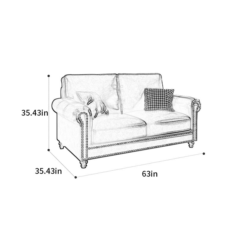Canapé American, 2, H 35,43 po x l 63 po x P 35,43 po