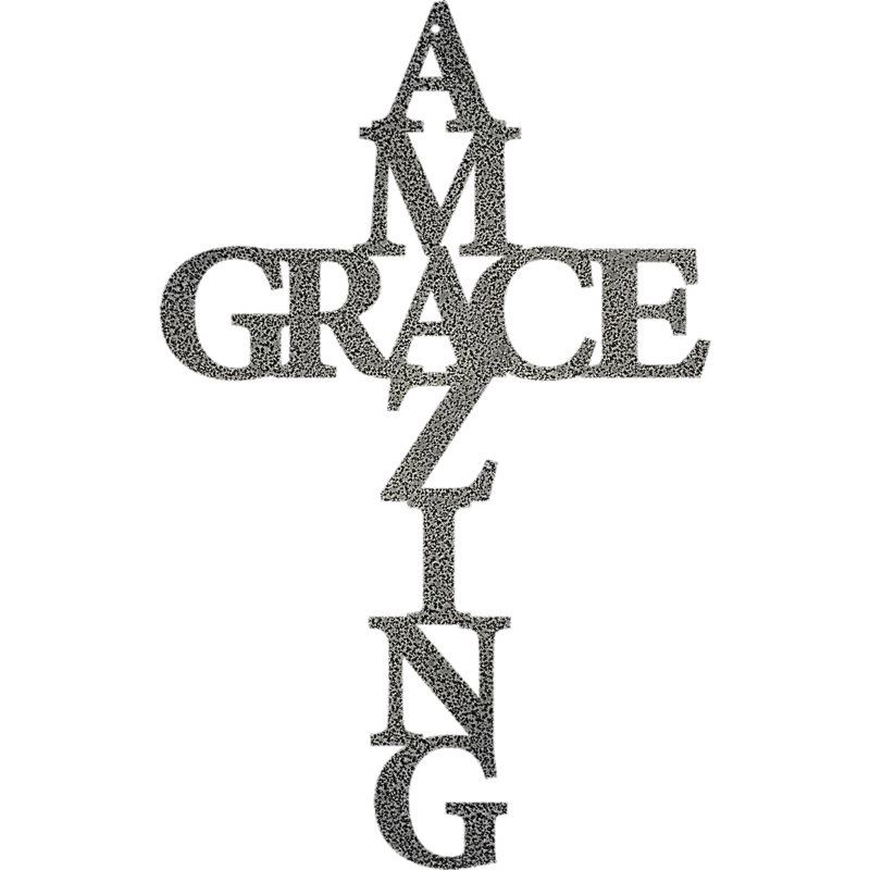 Amazing Grace Cross Wall Décor, Silver, 23" H x 15" W x 0.06" D