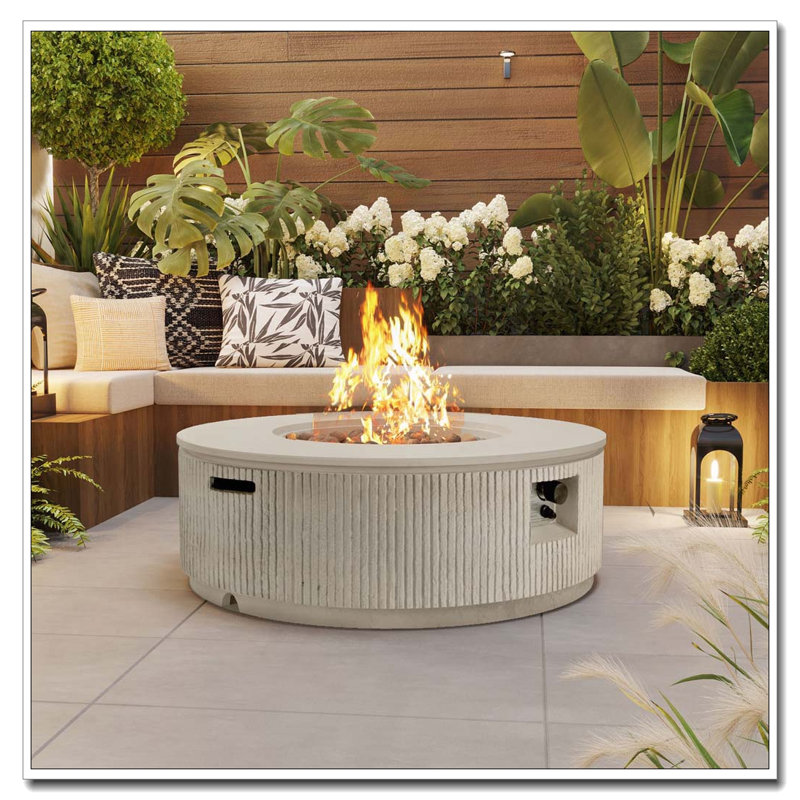 38.19'' MGO Propane Outdoor Fire Pit, Beige