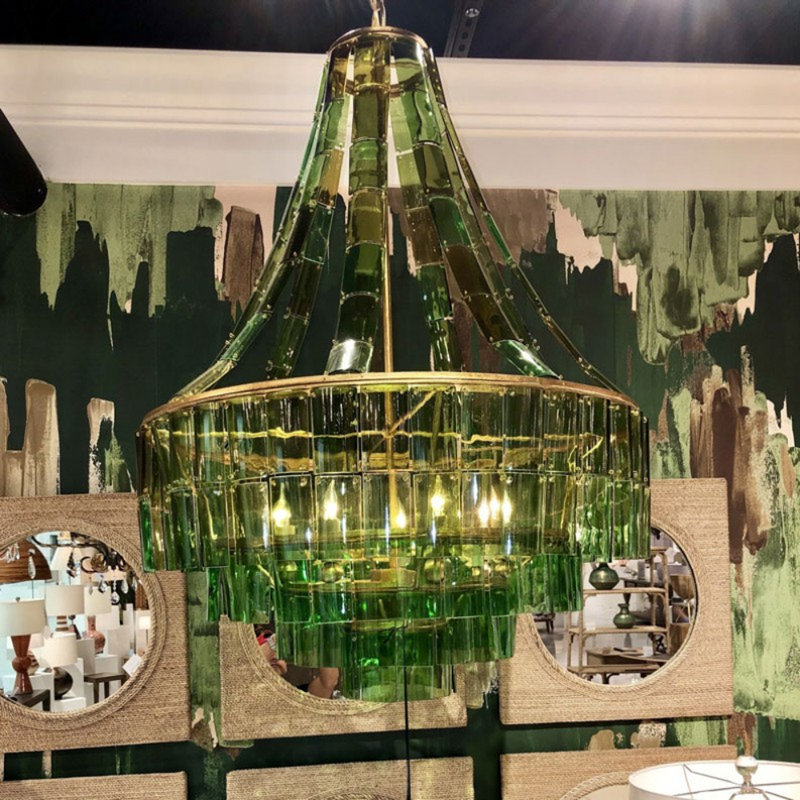 Lustre vert Alan Mizrahi Vintner, Métal gris, H 30 po x l 20 po x P 20 po, Gelé