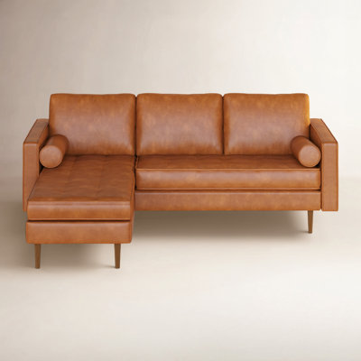 Geo 84" Wide Vegan Leather Reversible Modular Sofa & Chaise