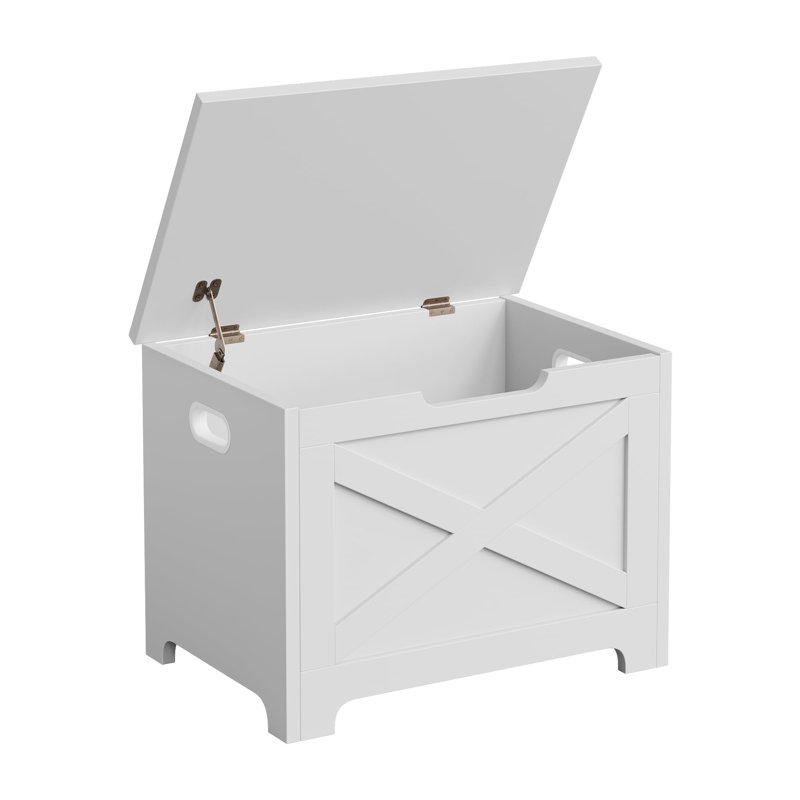 Coffre de rangement en bois avec charnières de sécurité, banc de rangement de ferme, grand coffre à jouets pour la chambre à coucher du salon d'entrée, assemblage facile