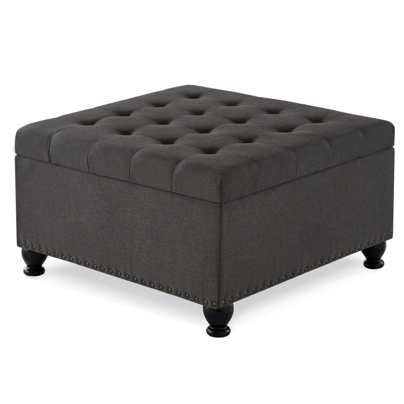 Gris foncé avec rangement spacieux et décoration intérieure capitonnée, Gris foncé