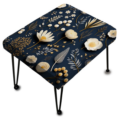 Fleurs bleues et blanches I - repose-pieds rectangulaire floral