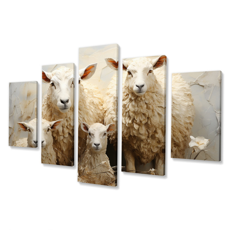 Sheep Texture I - Animals Canvas Print - 5 Panels