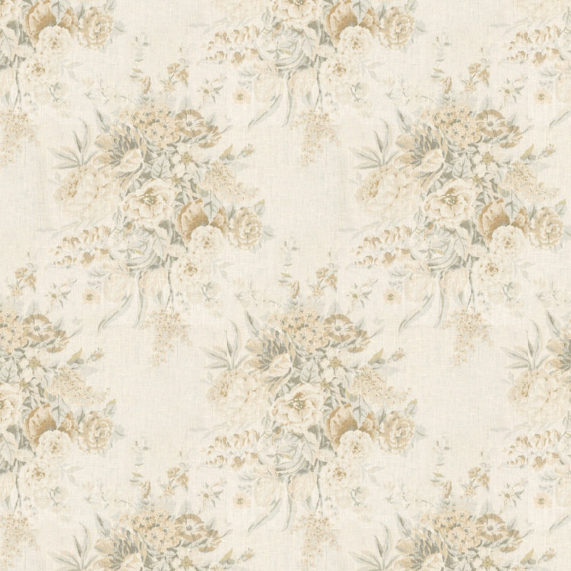 Sherbourne II 100% Linen Fabric, Gray/Beige