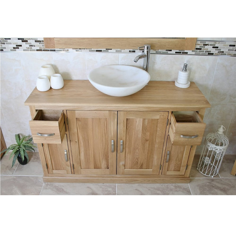 Easley 1230mm Single Bathroom Vanity with Vessel Basin, White Marble Basin