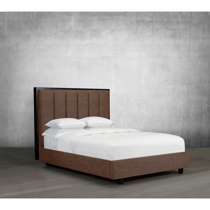 Lit plateforme avec rangement rembourré, Double, Caramel