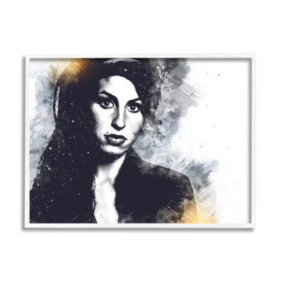 Amy Winehouse, portrait moderne, yeux audacieux, motif abstrait par Birch & Ink - Peinture