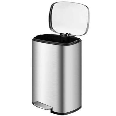 Steel Step On Kitchen Trash Can - 13.2 Gallons
