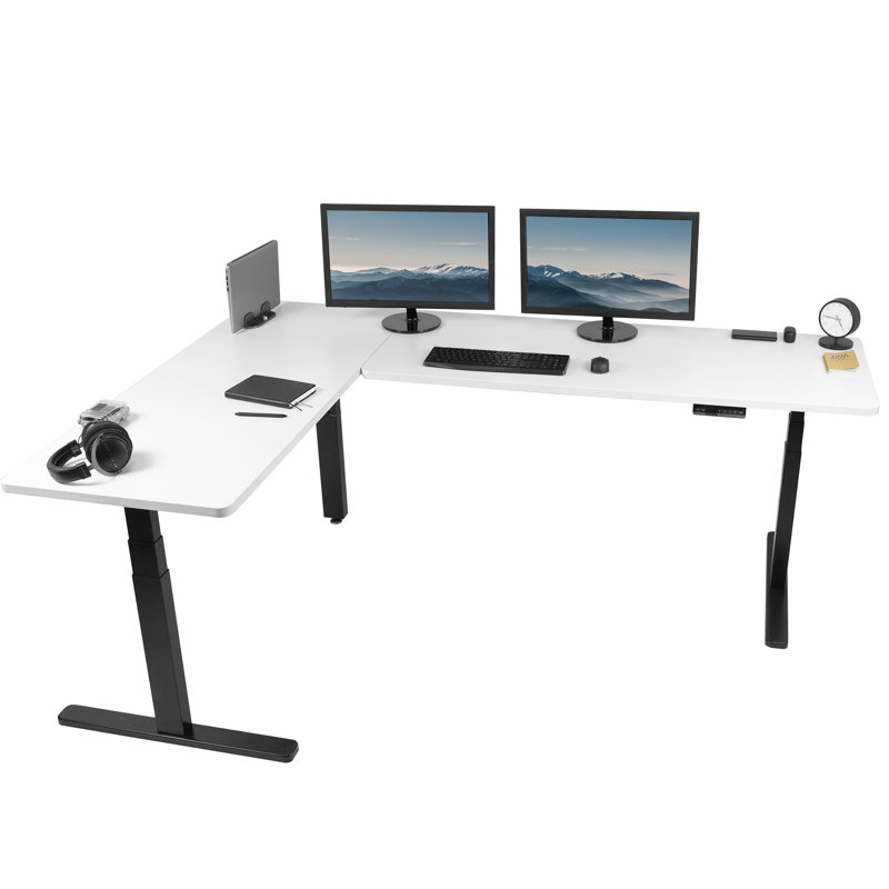 Bureau en coin électrique 83 "x 60", Blanc / noir