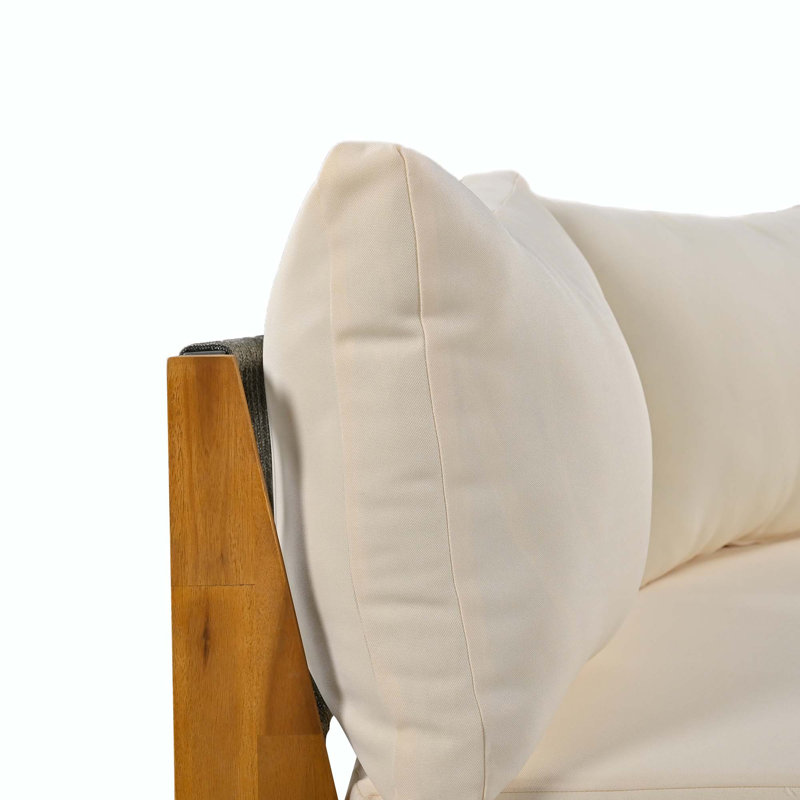Ensemble de conversation avec canapé en rotin 8 pièces avec coussins et tables d'appoint Saross, Beige