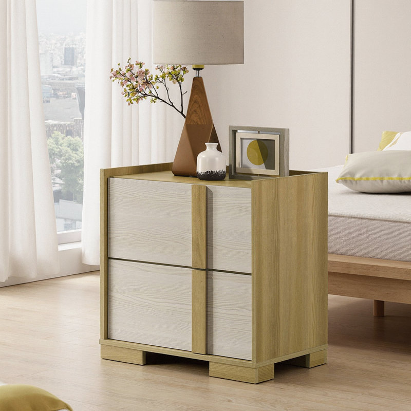 Table de chevet naturelle 23,25 po - Design moderne deux tons