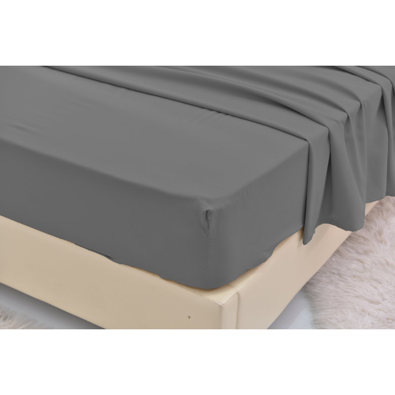 Ensemble de literie en rayonne de bambou, Gris, Ensemble de draps pour très grand lit californien