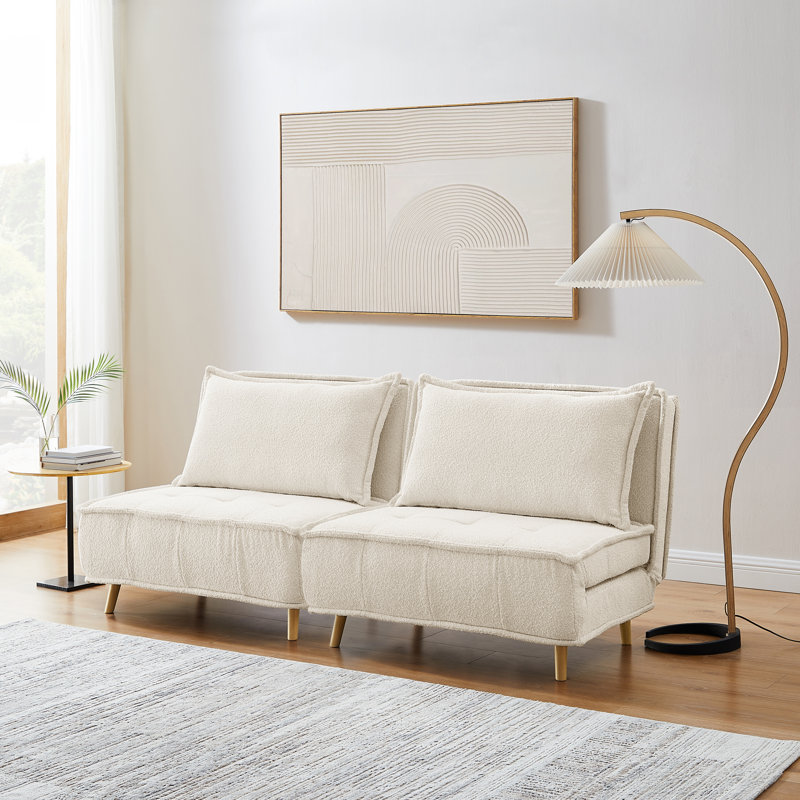Mikell Upholstered Convertible Sleeper Accent Chair, Offwhite Polyester