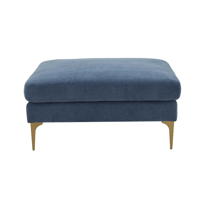39.5" Wide Square Standard Ottoman, Blue Polyester