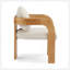 Ensemble de 2 chaises de salle à manger avec dossier coussiné, tissu beige, structure en bois massif-283535841-283535845