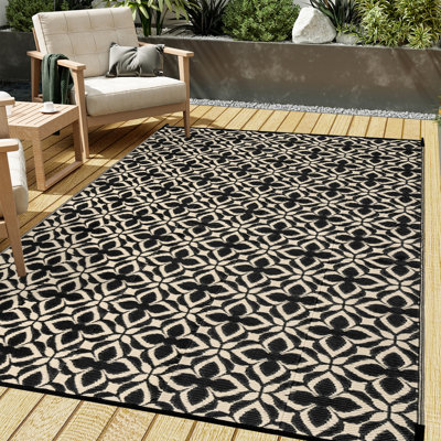 Tapis extérieur noir et beige