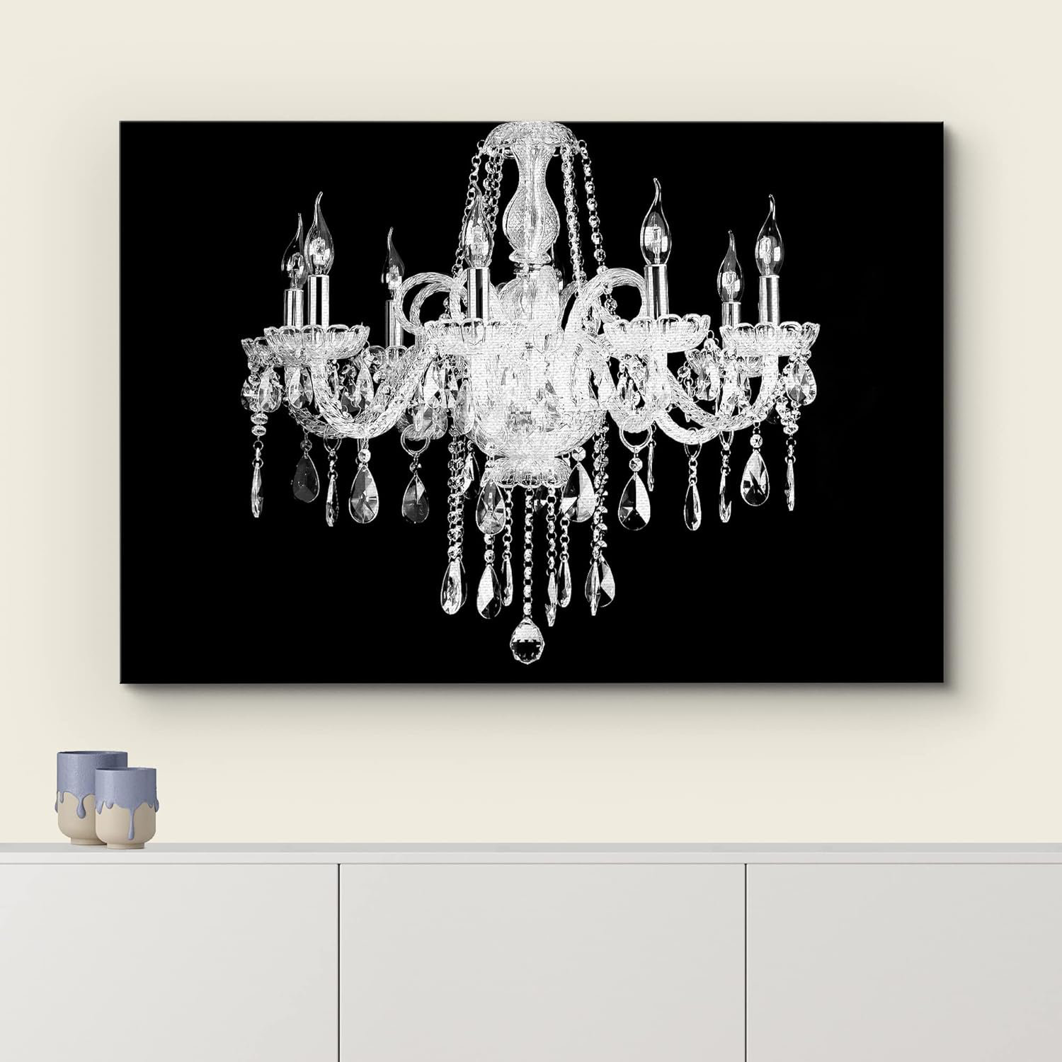 IDEA4WALL Glam Crystal Chandelier " Ornate Black & White Chandelier