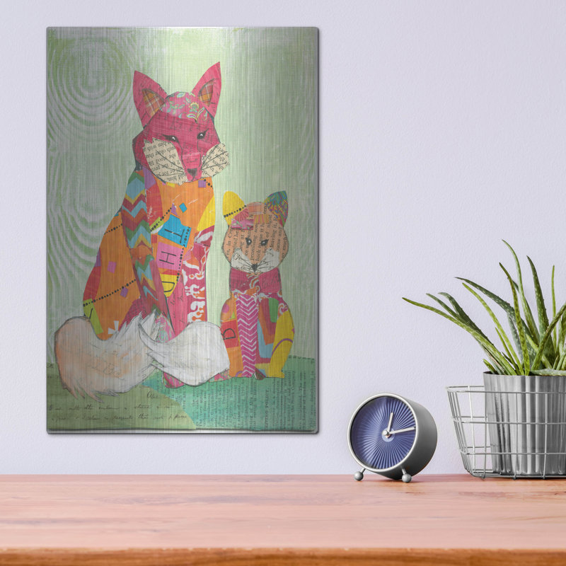 «Fox Family» par Courtney Prahl sur métal, H 16 po x l 12 po
