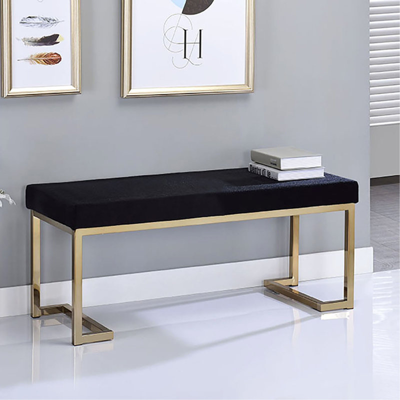 Black And Champagne Bench With C Metal Base