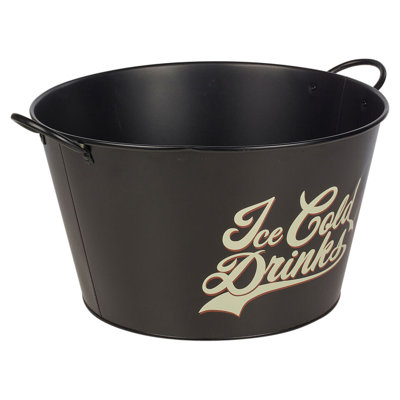 Large Black Metal Champagne, Wine, Beer, Drinks Bucket with Design and Handles