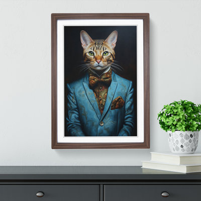 Bengal Cat in a Suit Painting - Framed Print