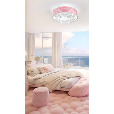 20-Inch Pink Ceiling Fan with Light and Remote for Girls Bedroom | Dimmable light, quiet reversible motor and low-profile pink cage for girls bedrooms, kids rooms and nurseries
