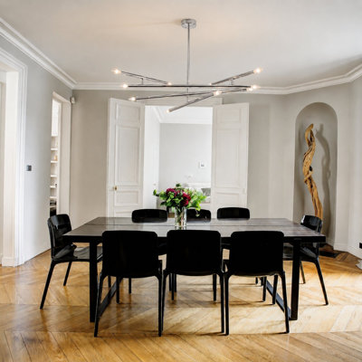 10-Light shiny nickel Rod Match Stick Chandelier
