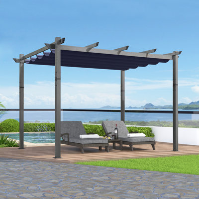 Pergola en aluminium mauve avec auvent