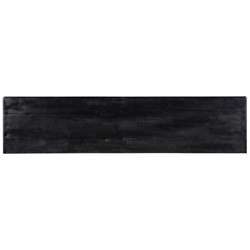 Black and Gold Mango Wood Media Console with Cabinet