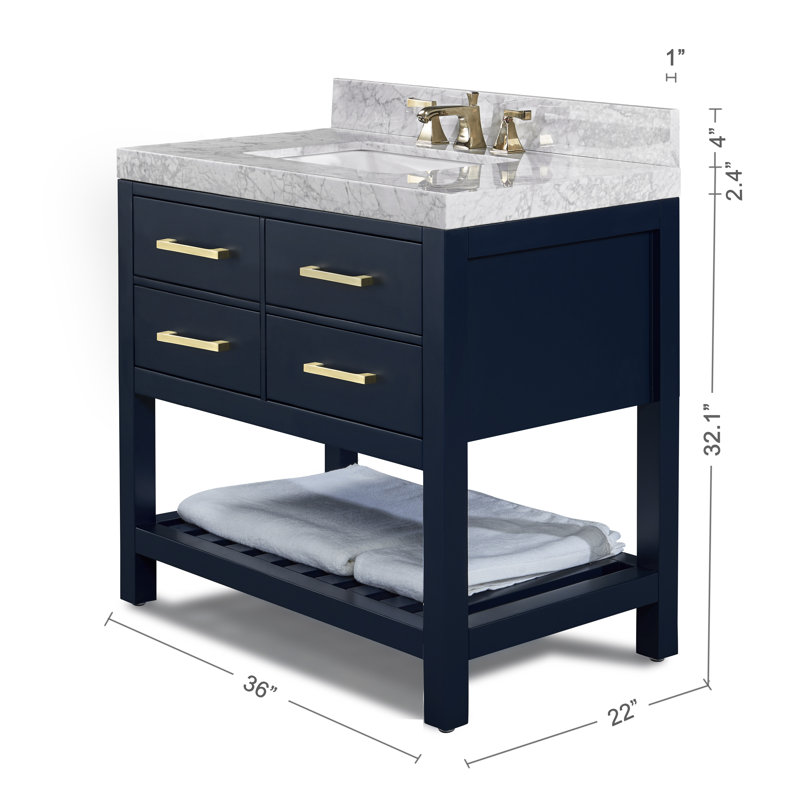 Elizabeth 36'' W Single Vanity, Heritage Blue | Brushed Gold