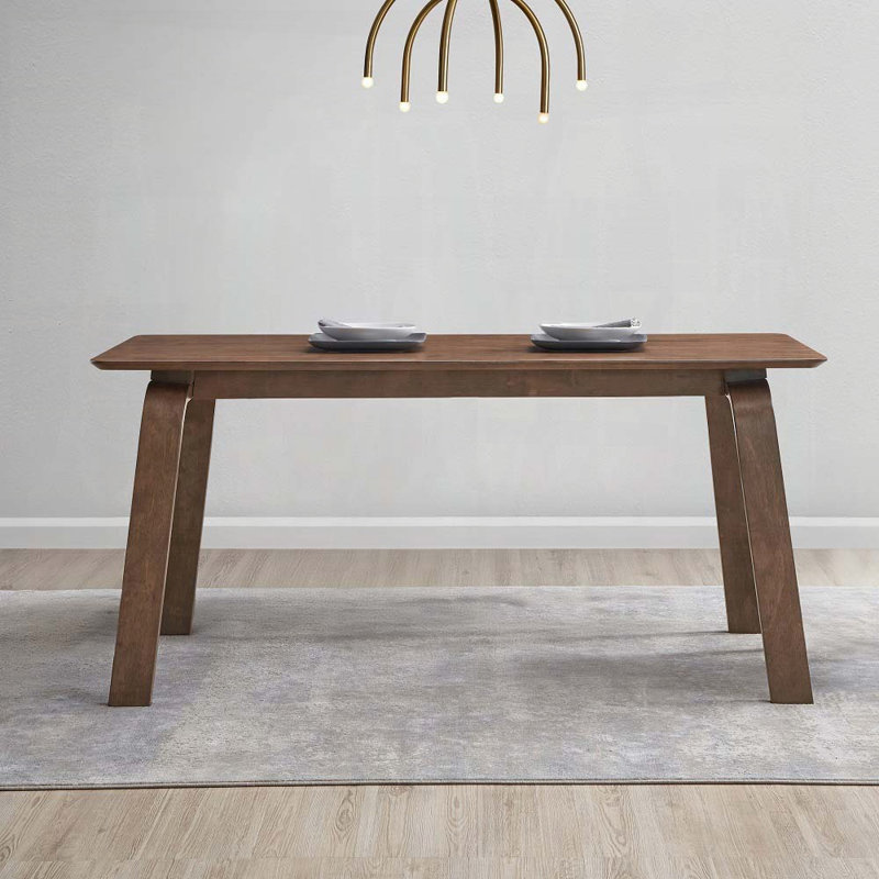 Contemporary Walnut Dining Table with Bent Legs