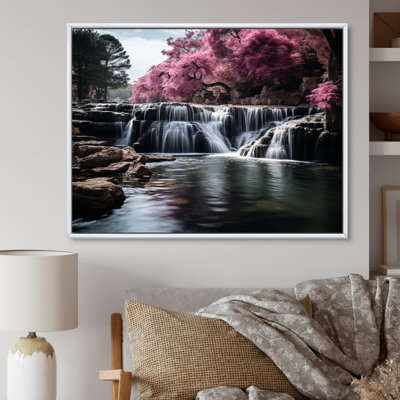 «Brhianna Pink Grey Waterfall Mute Splendor», reproduction sur toile