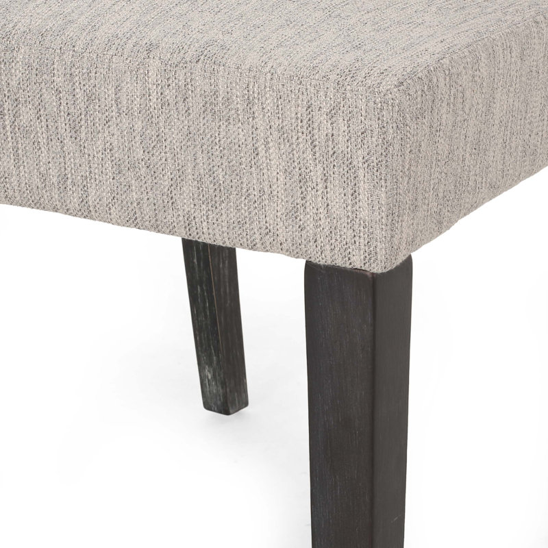 Chaises de salle à manger rembourrées Lira, Tissu gris pâle, Noir
