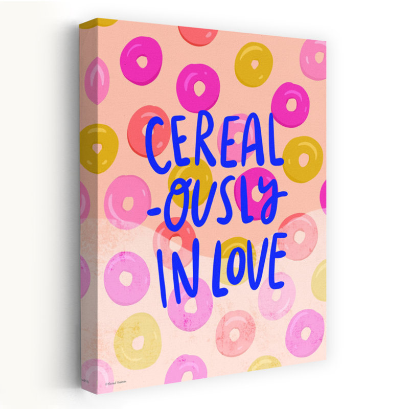 «Cereal-Ously In Love Playful», art mural abstrait fantaisiste, H 18 po x l 12 po