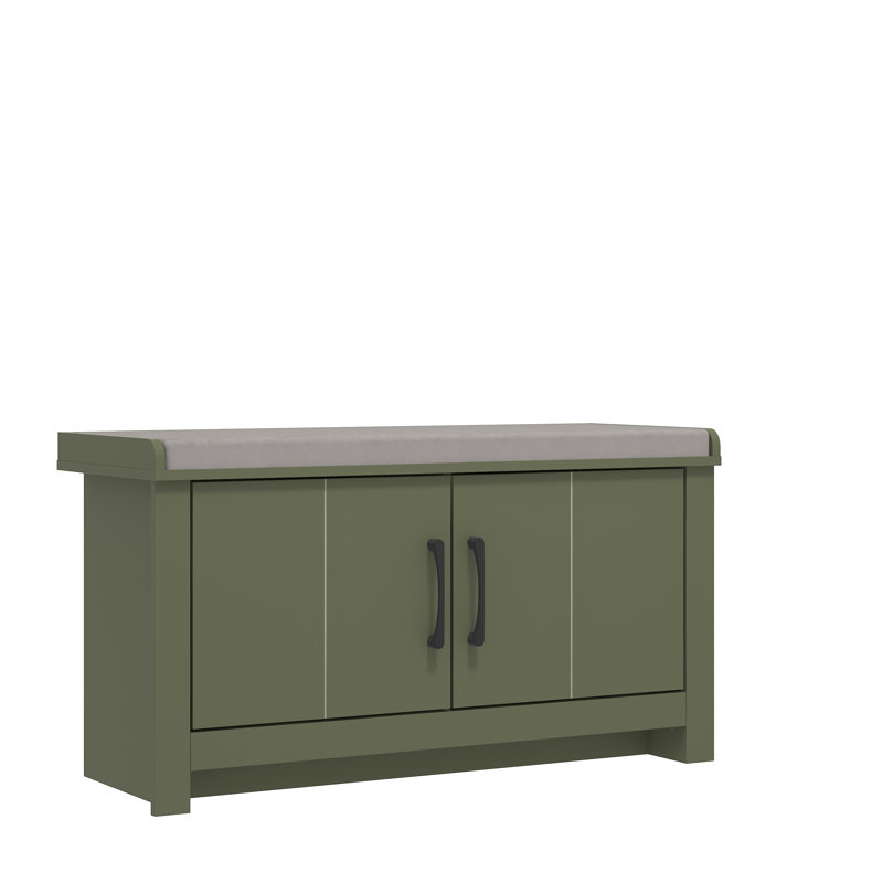 Limestone 2 Door Shoe Storage Bench, Kale Green