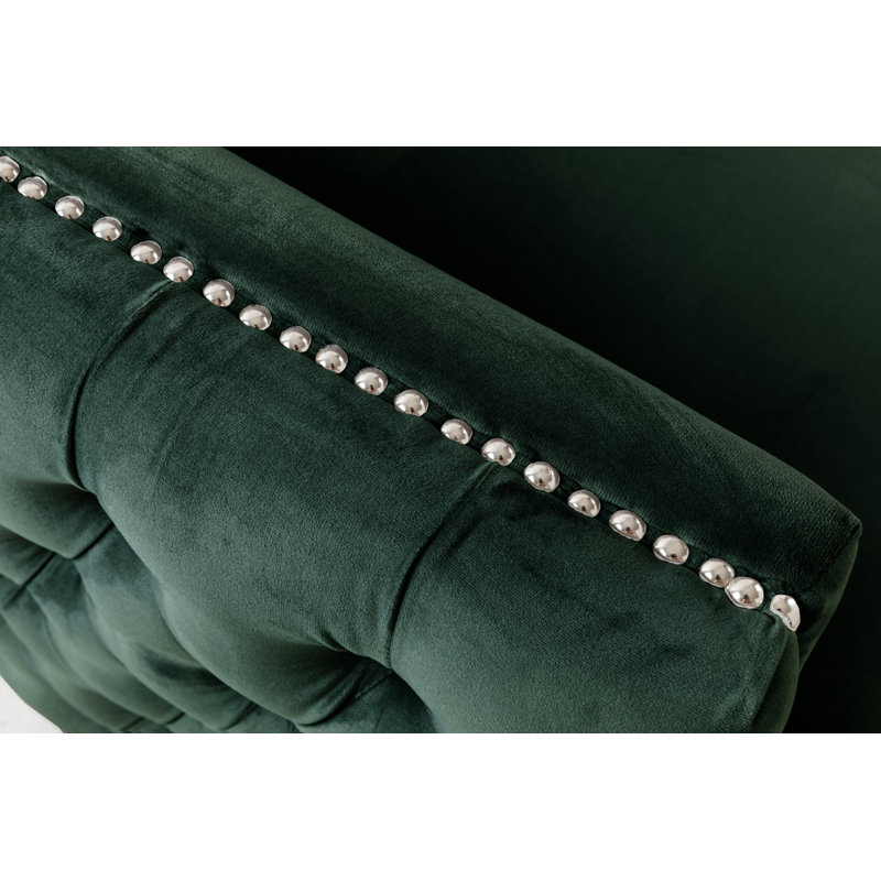 Espanola 73'' Velvet Sofa, Green Velvet