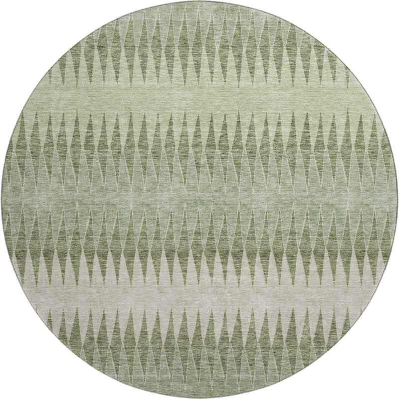 Premium Machine Washable Prisco Aloe Rug, Round 8'