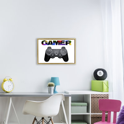 Gamer with Rainbow Splatter Floating Frame, design by Marcus Prime