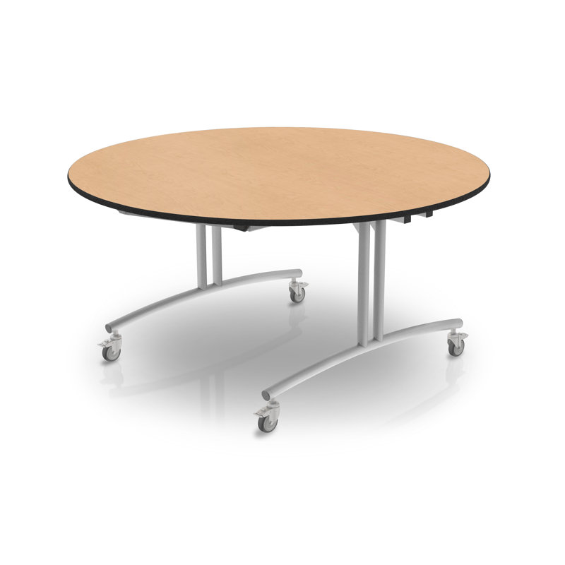 PHlip Palmer Hamilton 60'' Round Cafeteria Table with Metal Frame, Fusion Maple, Black