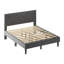 Structure de grand lit, tête de lit en lin, solide et stable, sans bruit, rangement sous le lit, sans sommier, poids 485 lb (gris carbone)-47352611