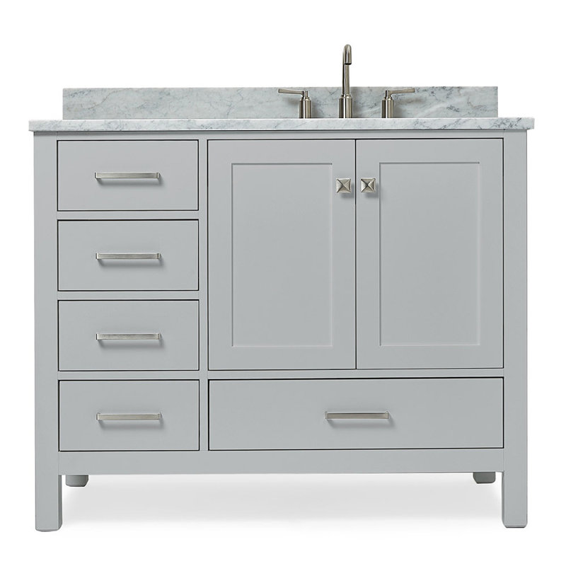 Ensemble de meuble-lavabo simple 43 po Flynt, Right, Forme rectangulaire, Gris / Nickel brossé