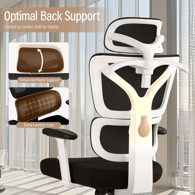 Wealdstone Office Chair with Headrest, Black, White