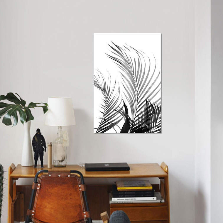«Palm Fronds Black & White», impression sur toile, H 26 po x l 18 po x P 1,5 po, Toile tendue, Pas de tapis