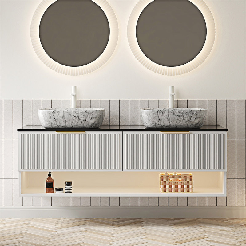 Meuble-lavabo flottant avec lavabos